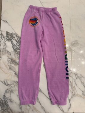Aviator Nation Lavender Kids Leggings with Rainbow Logo